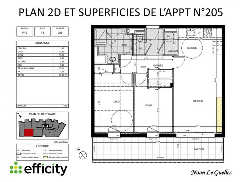 Appartement - 63 m² - 3 pièces