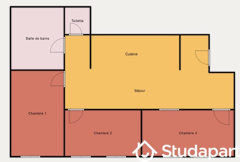 Chambre - 12 m² - 1 pièce