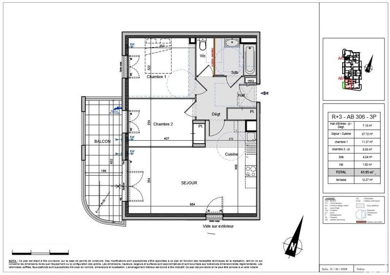Appartement - 62 m² - 3 pièces