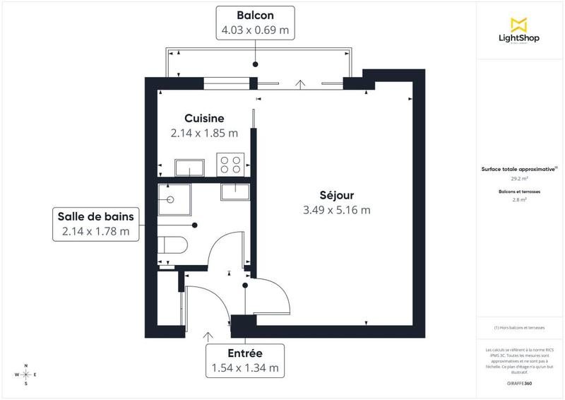Appartement - 28 m² - 1 pièce