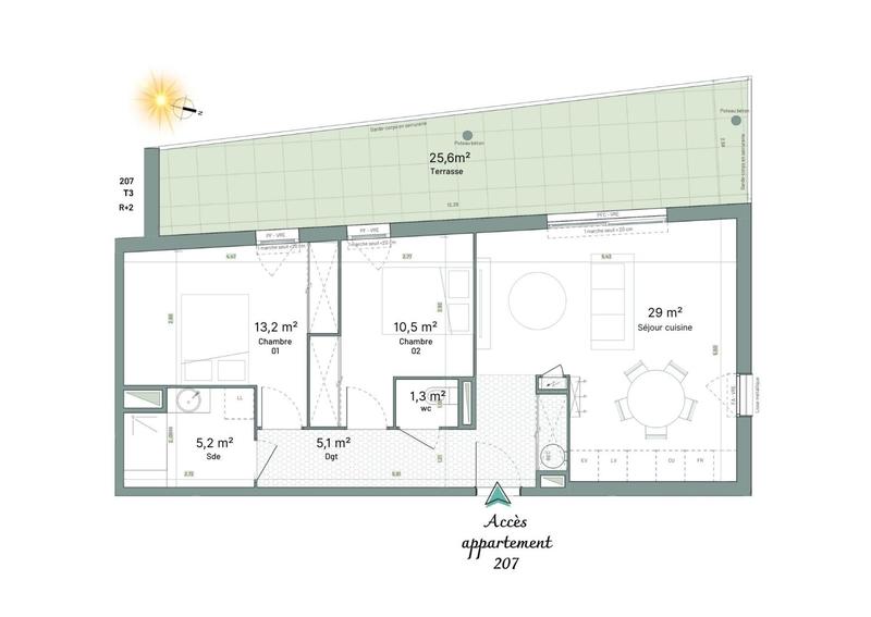 Appartement - 64 m² - 3 pièces