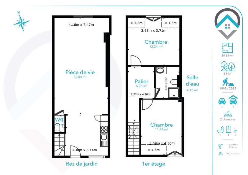 Maison - 82 m² - 4 pièces