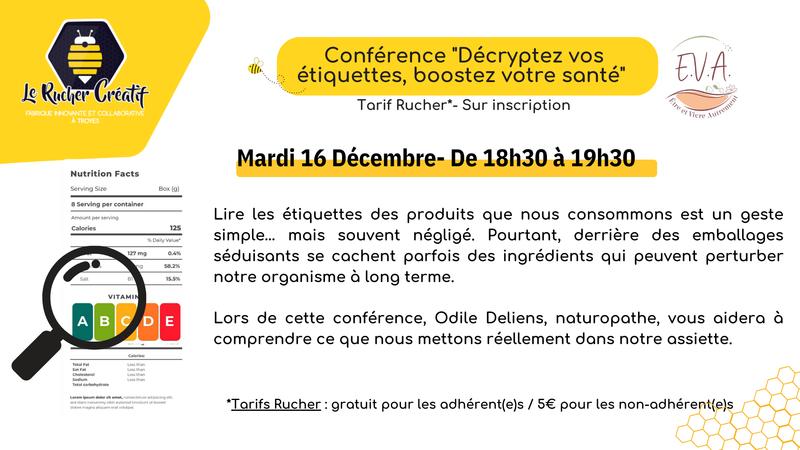Conférence &quot;Décryptez vos étiquettes, boostez votre santé&quot;