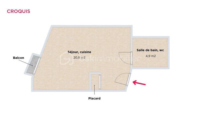 Studio - 26 m² - 1 pièce