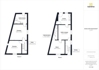 Maison - 73 m² - 3 pièces