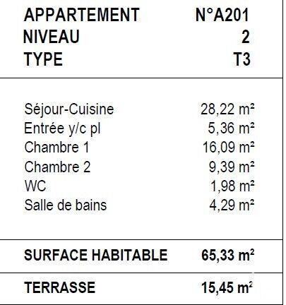 Appartement - 65 m² - 3 pièces