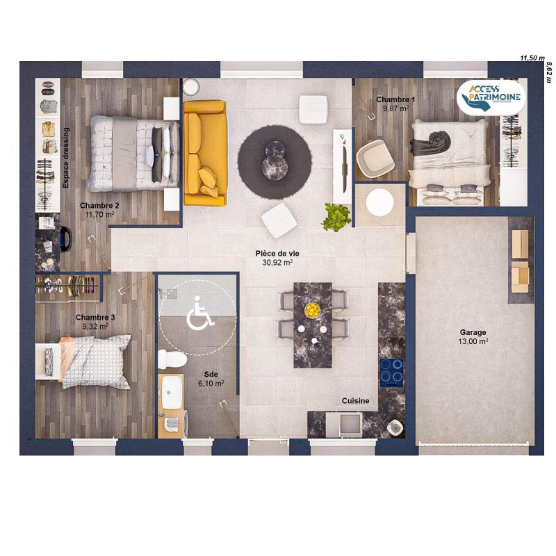 Maison - 69 m² - 5 pièces