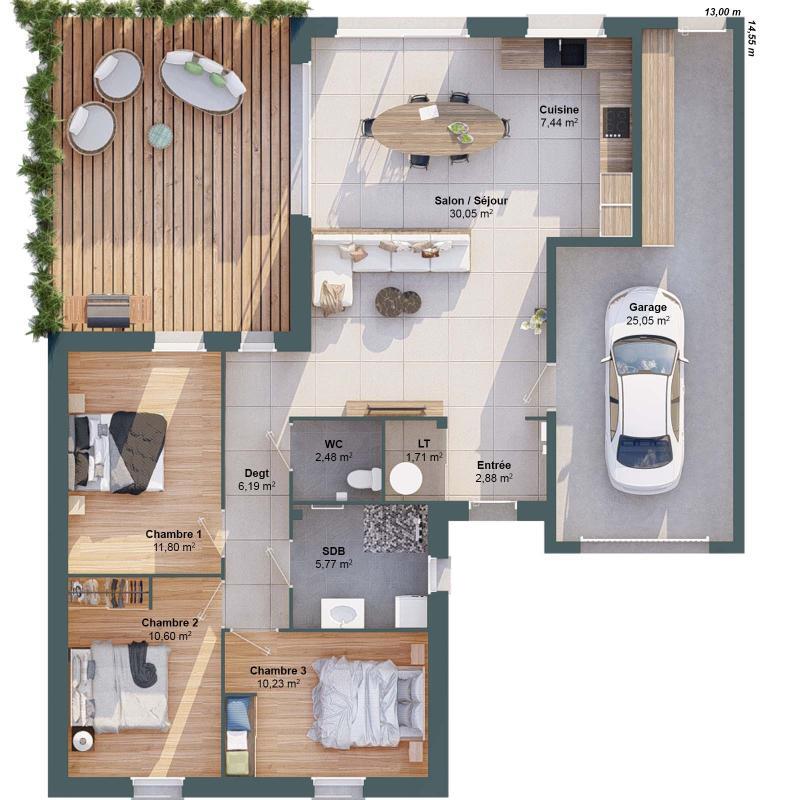 Maison - 89 m² - 5 pièces