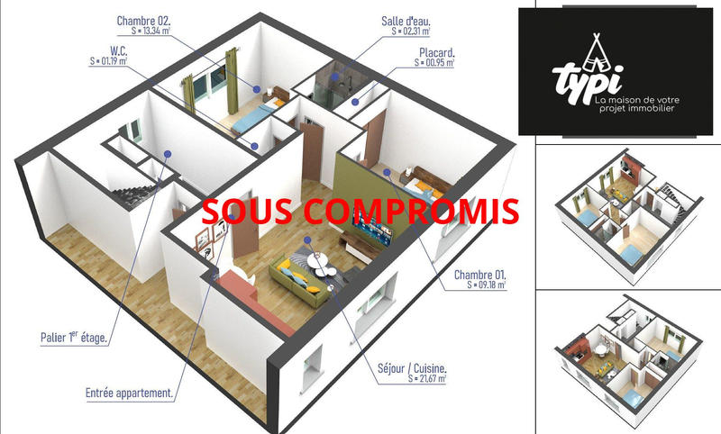 Appartement - 49 m² - 3 pièces