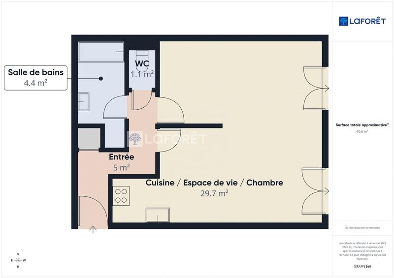 Appartement - 41 m² - 1 pièce