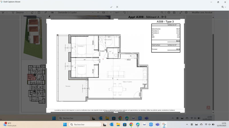 Appartement - 82 m² - 3 pièces