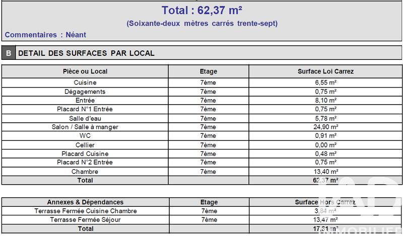Appartement - 62 m² - 3 pièces