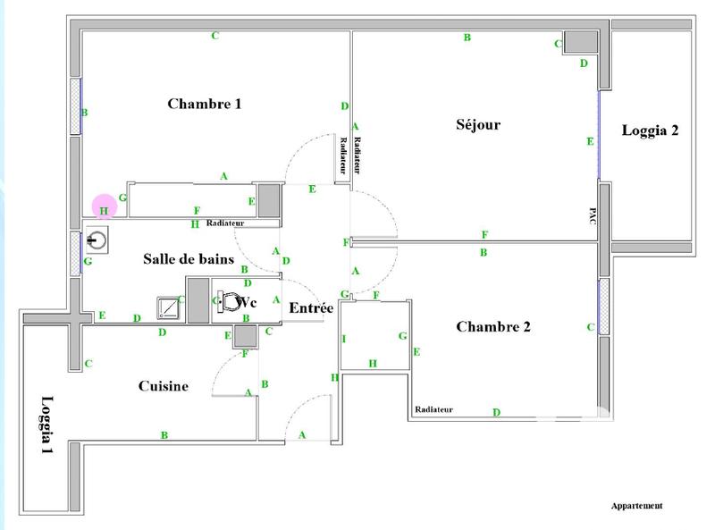 Appartement - 56 m² - 3 pièces