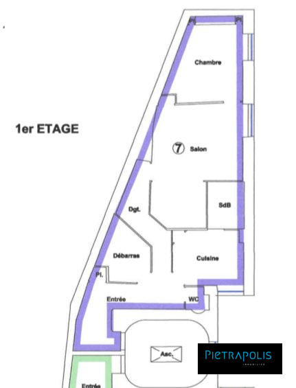 Appartement - 64 m² - 2 pièces