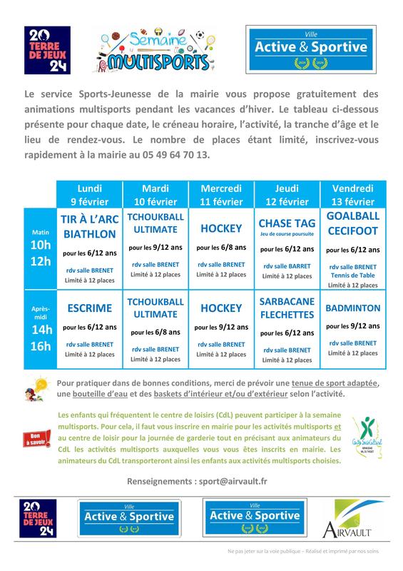 Semaine multisports à Airvault