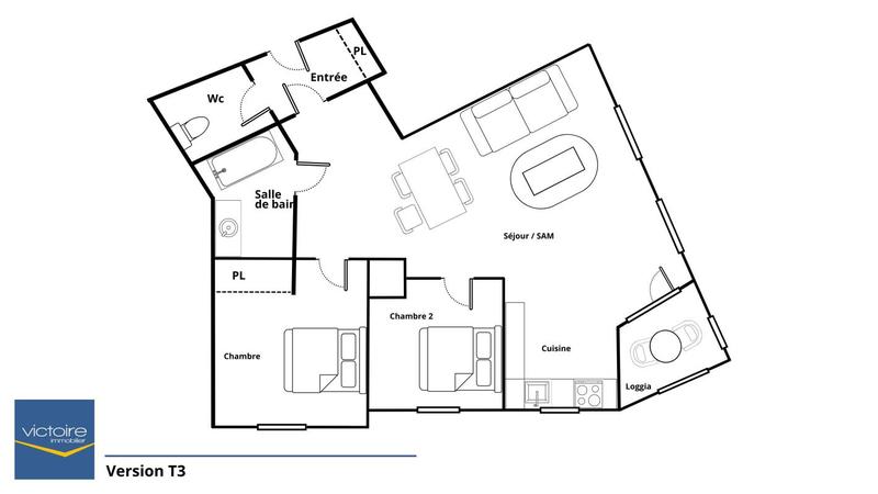 Appartement - 65 m² - 3 pièces