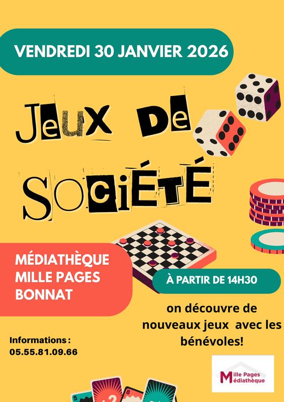 Jeux de société à la médiathèque Mille Pages à Bonnat