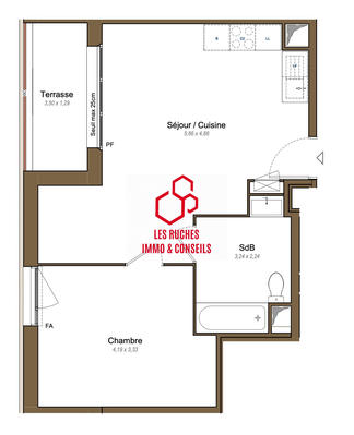 Appartement - 45 m² - 2 pièces