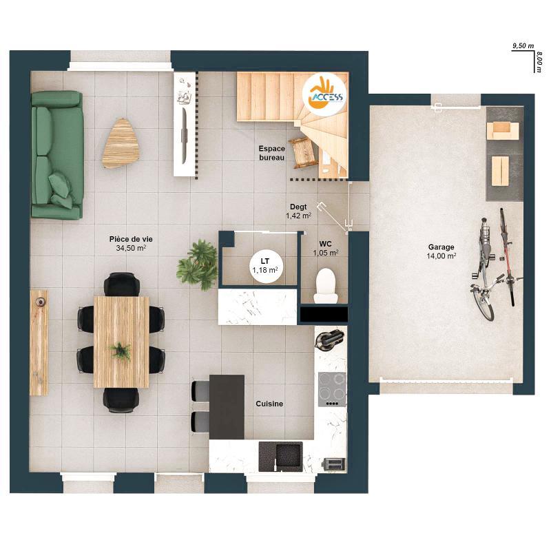 Maison - 74 m² - 5 pièces