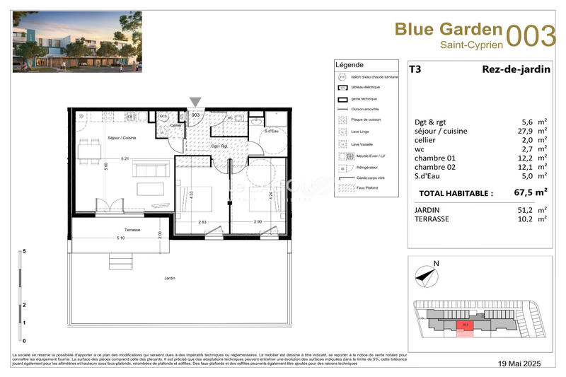 Appartement - 68 m² - 3 pièces