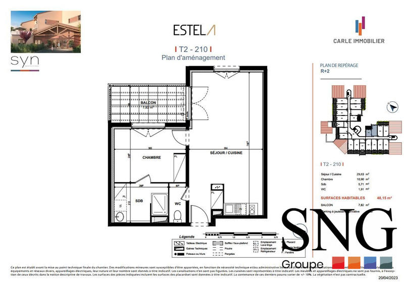 Appartement - 48 m² - 1 pièce