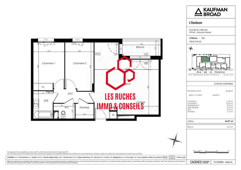 Appartement - 60 m² - 3 pièces
