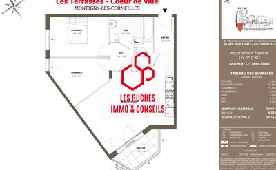 Appartement - 63 m² - 3 pièces