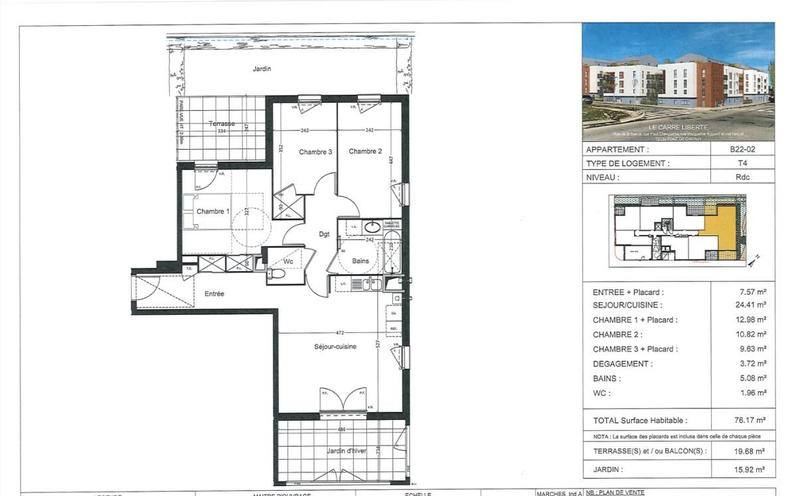 Appartement - 76 m² - 4 pièces
