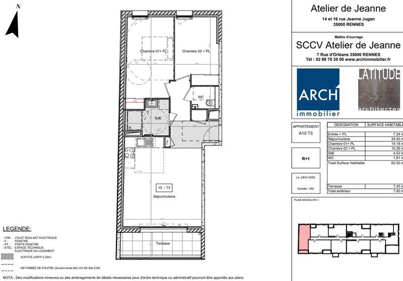 Appartement - 63 m² - 3 pièces