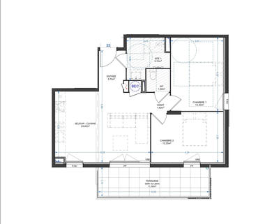 Appartement - 61 m² - 3 pièces