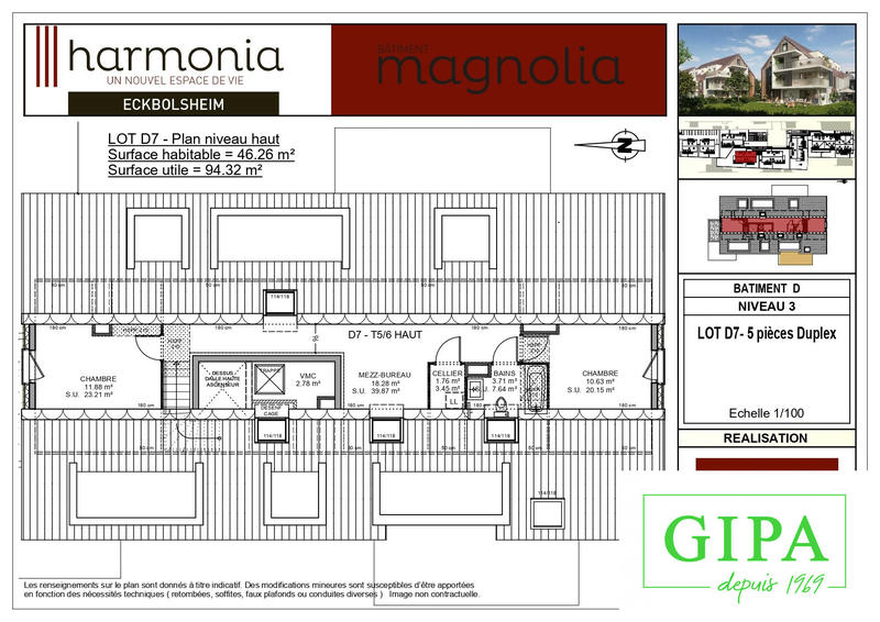 Duplex - 116 m² - 5 pièces