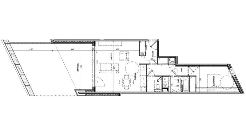 Appartement - 61 m² - 2 pièces