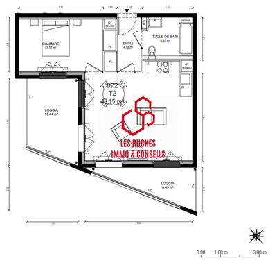 Appartement - 48 m² - 2 pièces