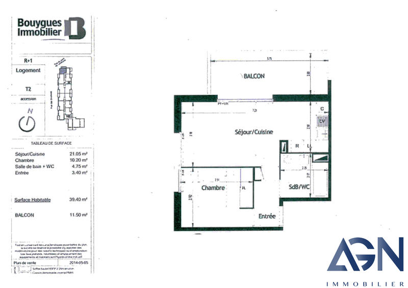 Appartement - 39 m² - 2 pièces