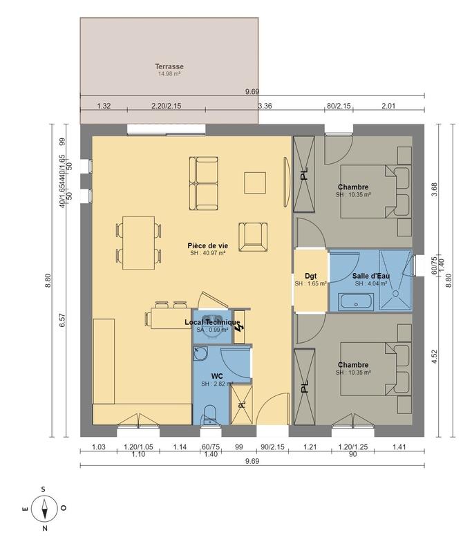 Maison - 70 m² - 3 pièces