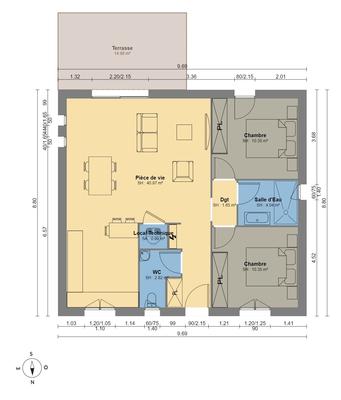 Maison - 70 m² - 3 pièces