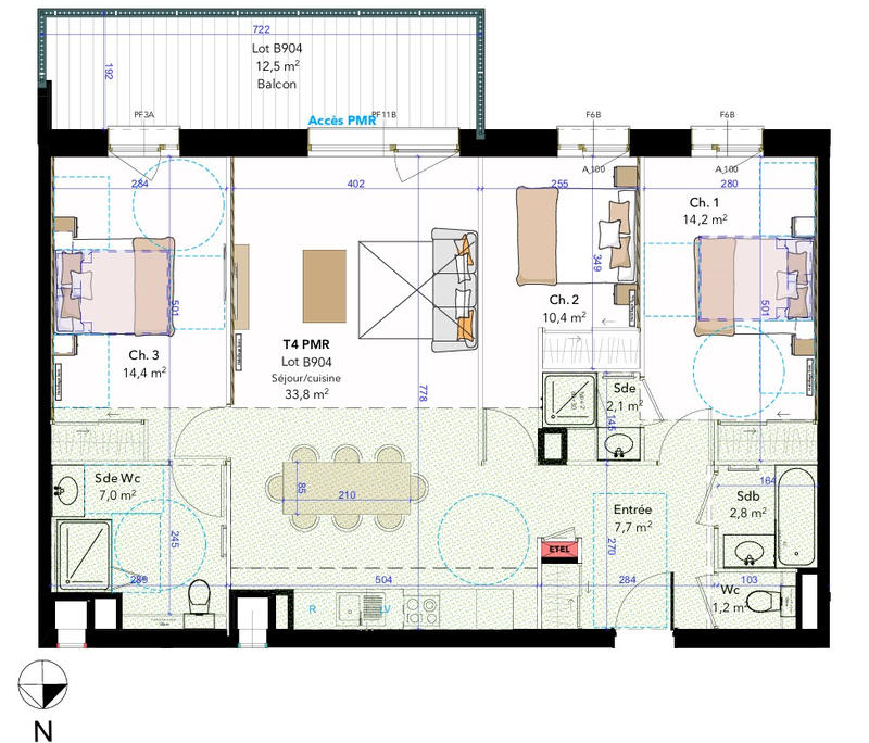 Appartement - 58 m² - 3 pièces