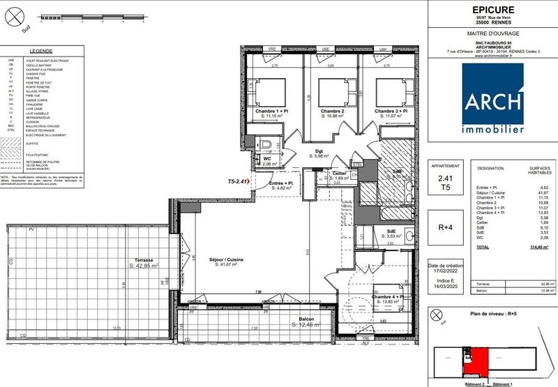 Appartement - 65 m² - 3 pièces