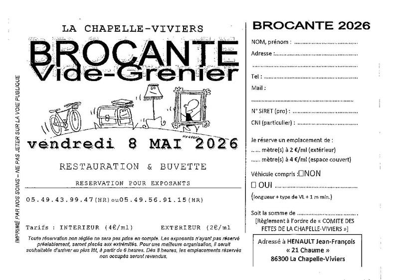 Brocante vide grenier du comité des fêtes avec restauration sur place