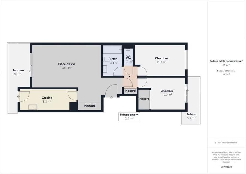 Appartement ancien - 68 m² - 3 pièces