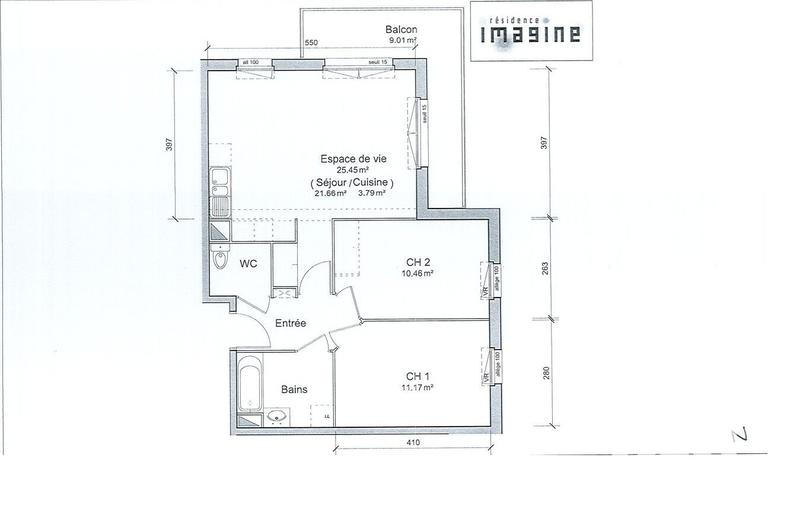 Appartement - 58 m² - 3 pièces