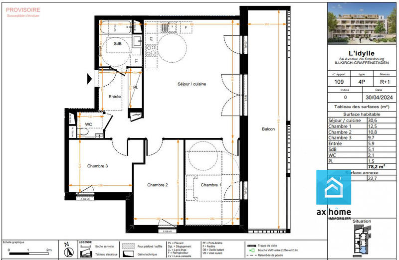 Appartement - 78 m² - 4 pièces