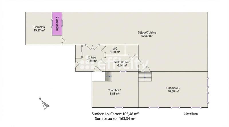 Appartement - 105 m² - 3 pièces