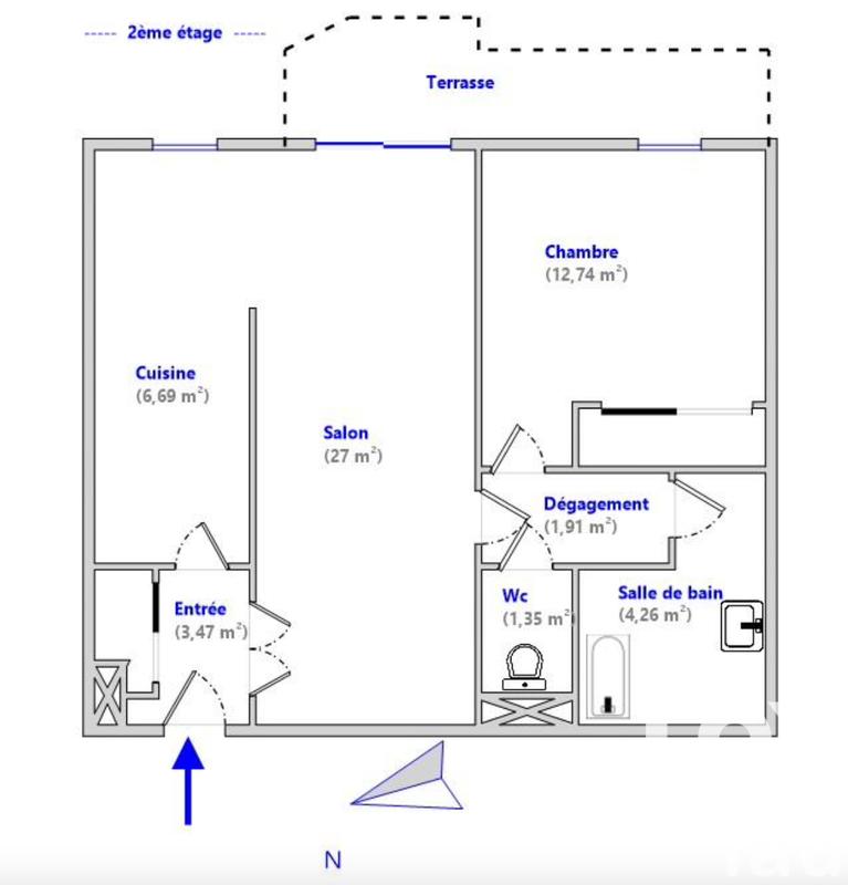 Appartement - 57 m² - 2 pièces