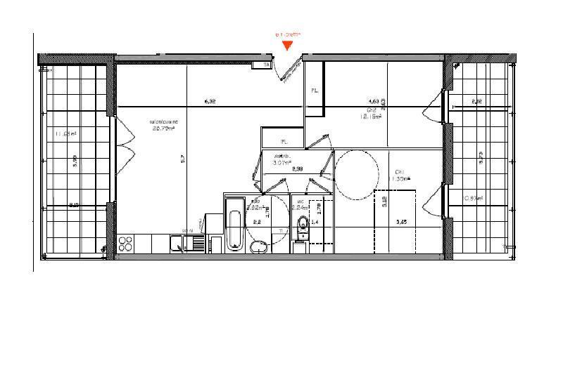 Appartement - 61 m² - 3 pièces