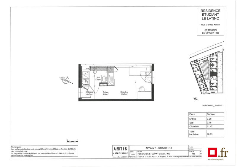 Appartement - 19 m² - 1 pièce