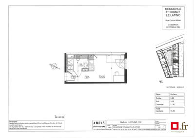 Appartement - 19 m² - 1 pièce