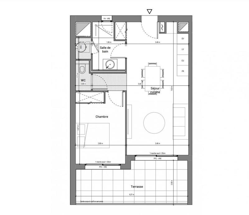 Appartement - 46 m² - 2 pièces