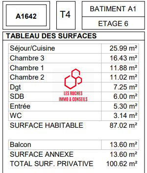 Appartement - 87 m² - 3 pièces