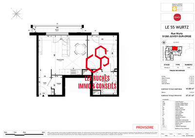 Appartement - 45 m² - 2 pièces